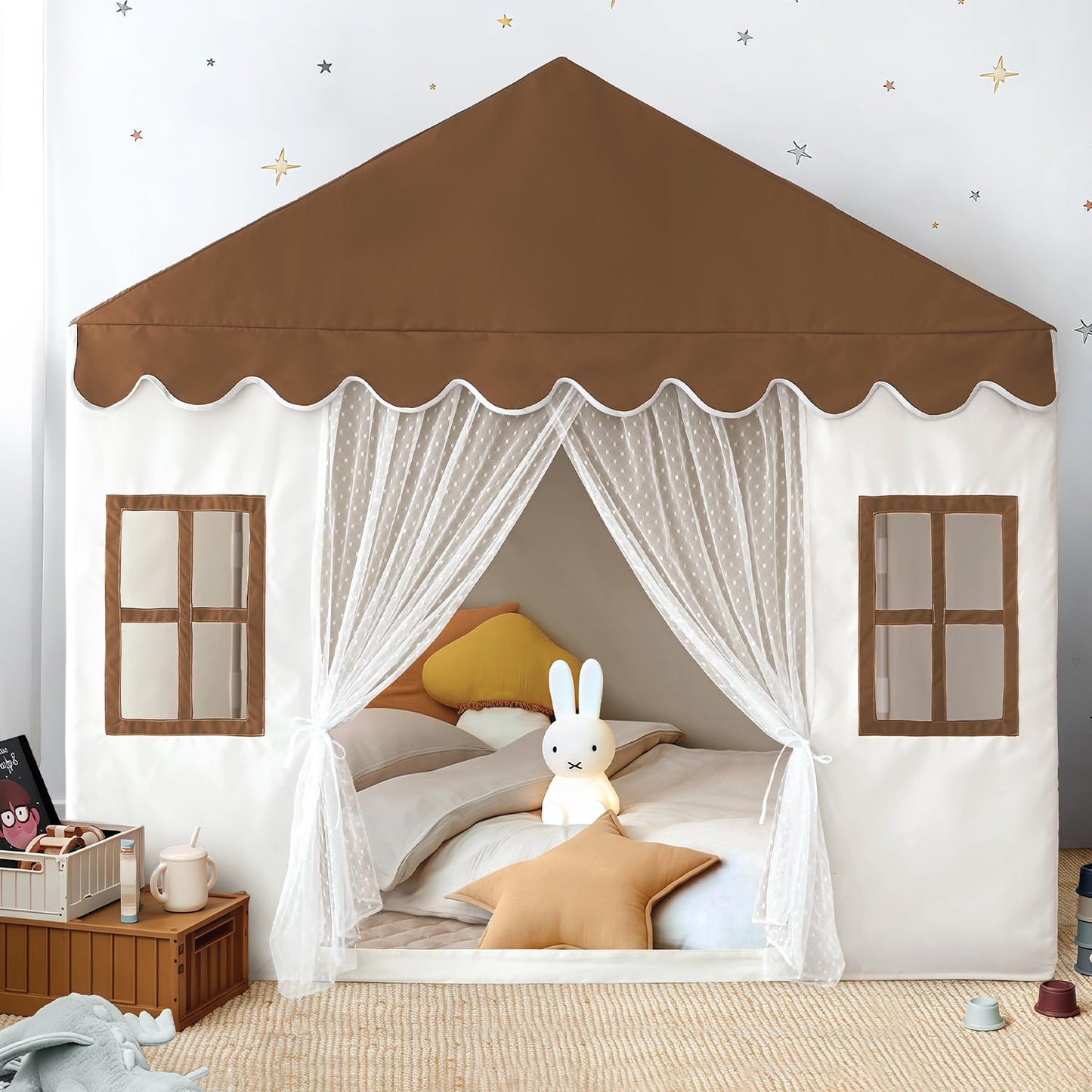 Kids Tent with Mat, Kid Play Tent for Toddlers, Indoor Playhouse Princess Toddler Tents for Girls Boys, Large Bed Tents, House T