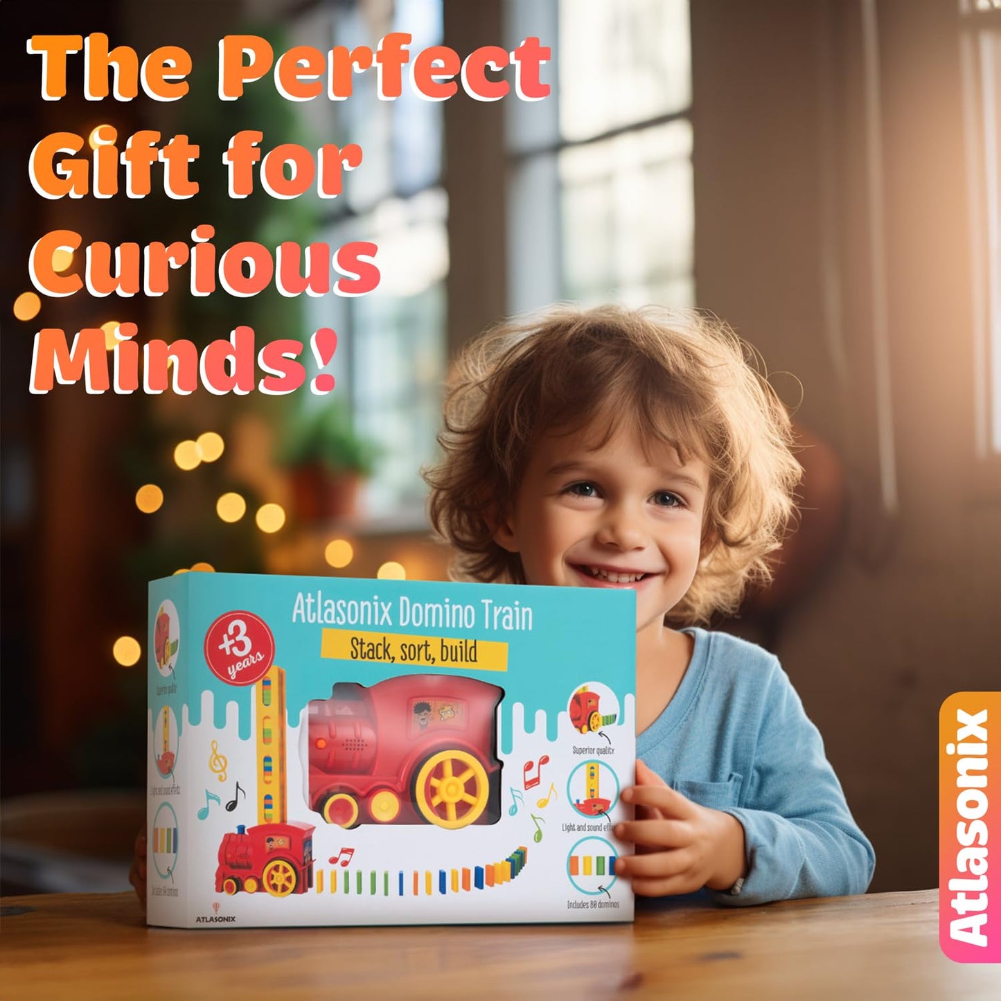 Domino Train Set For Kids – Automatic Domino Laying Toy, Montessori Stem Learning Gift For Boys & Girls Ages 3-8, Fun Educational Toddler Toy, Birthday Present For 3-5 Year Olds