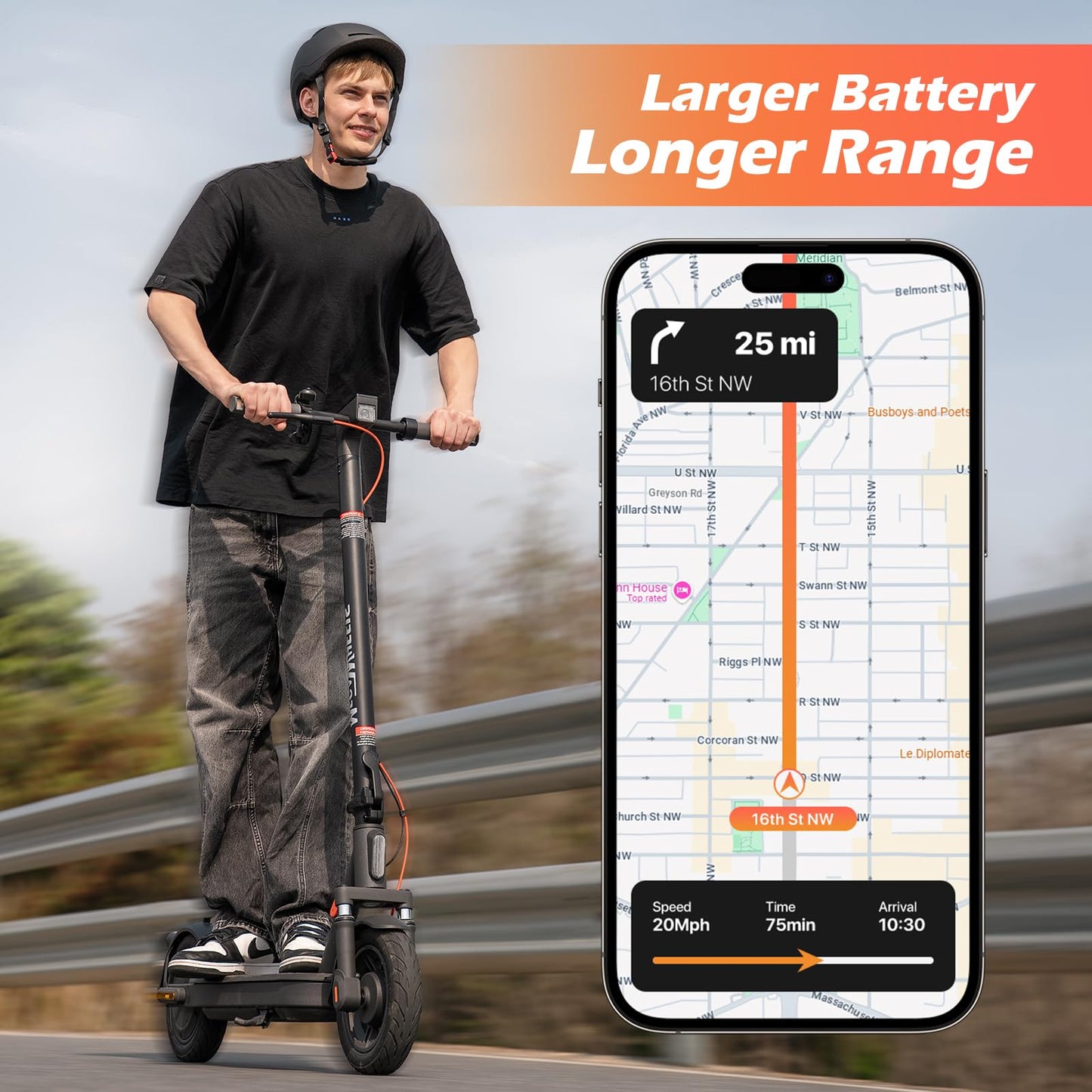 MEGAWHEELS Electric Scooter,Electric Scooter Adults with Suspension,28 Miles Long Range, 10in Pneumatic Tires,600W Motor,20 Mph