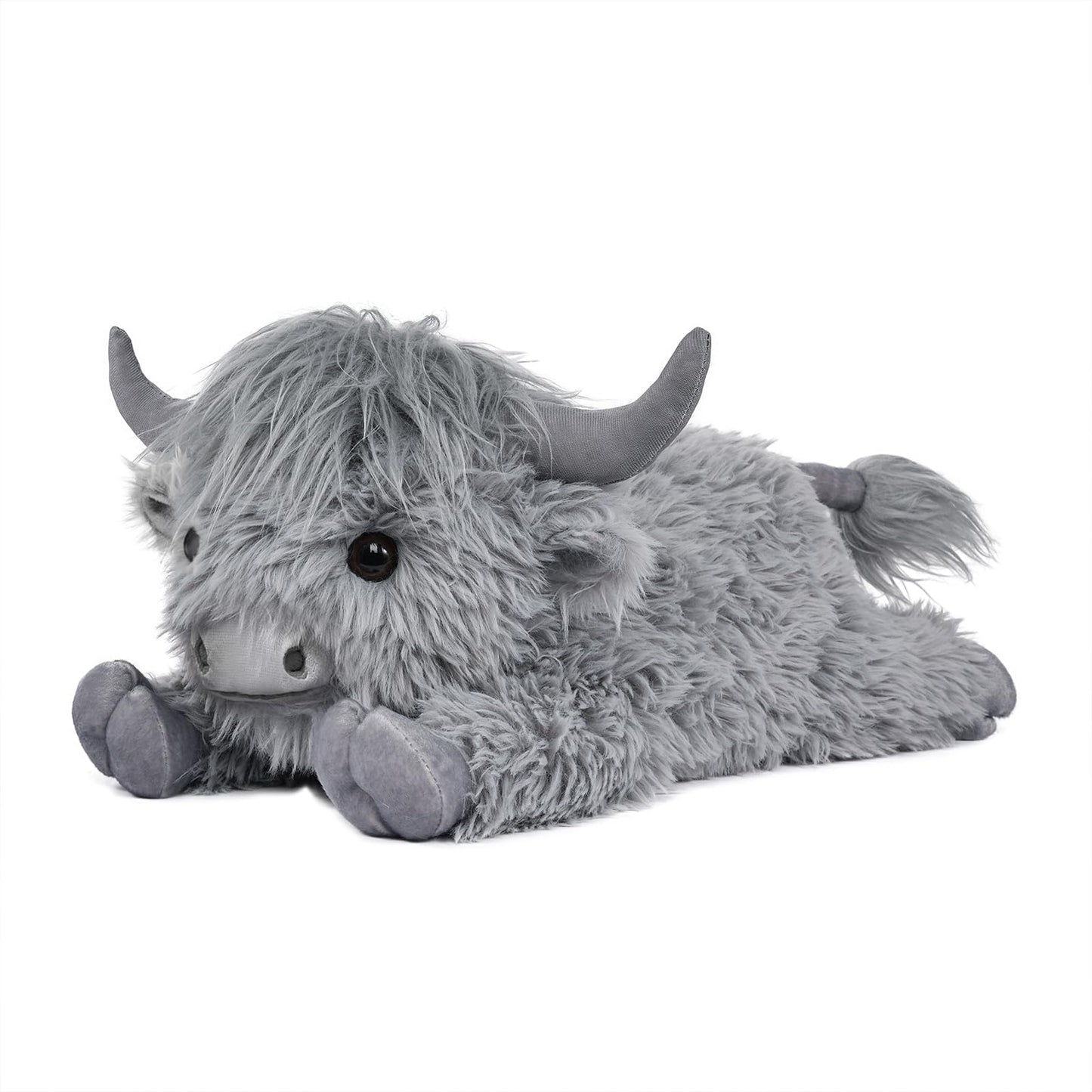 WDXDSOB Highland Cow Stuffed Animal - 18'' Grey Cows Plush Toy Gift for Kids & Adults, Cattle Decorations Pillows Living Room Be