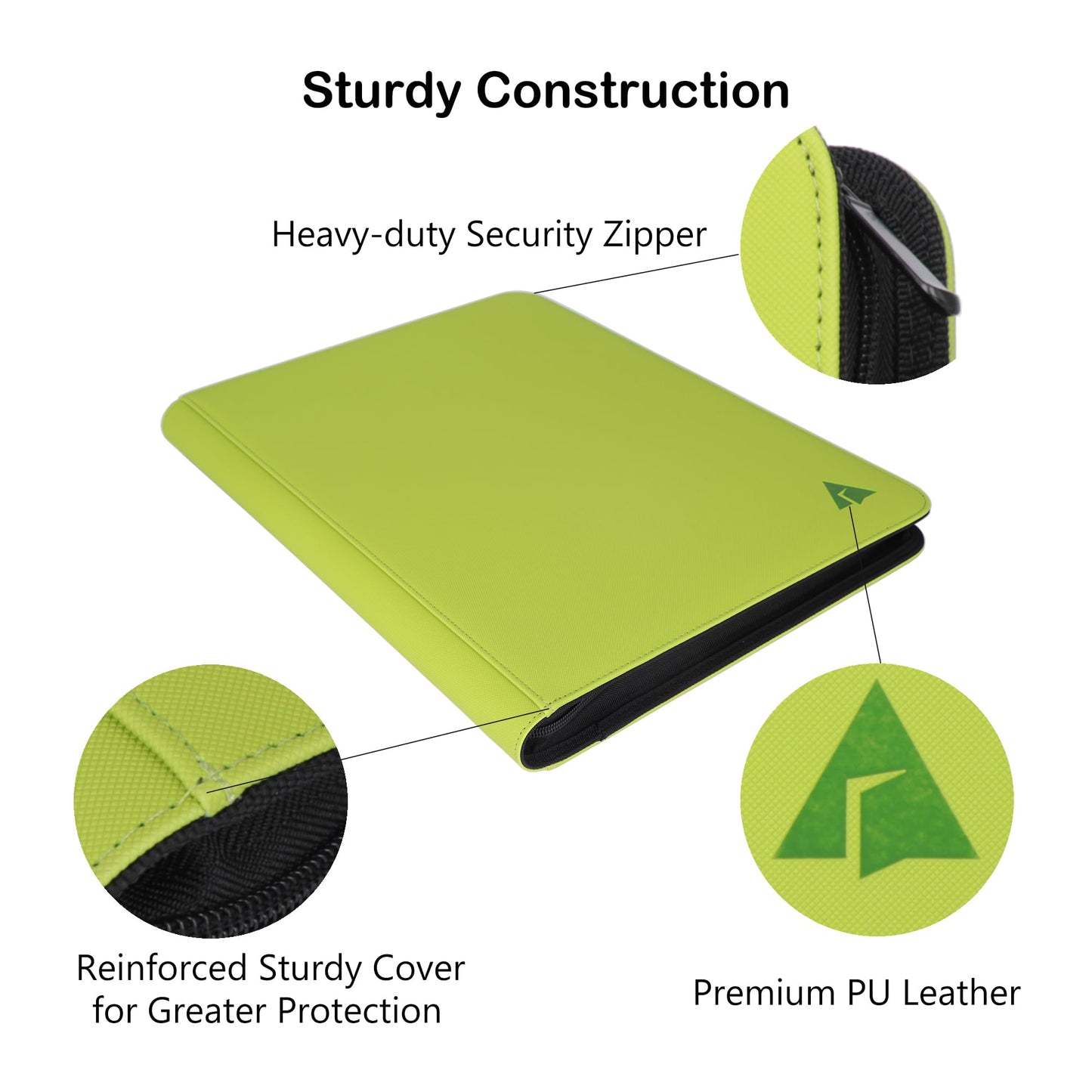 Rayvol enhanced 16-Pocket Card Binder - Fits 1408 Trading Cards Side Loading Ringless Card Collection Album for TCG -Green