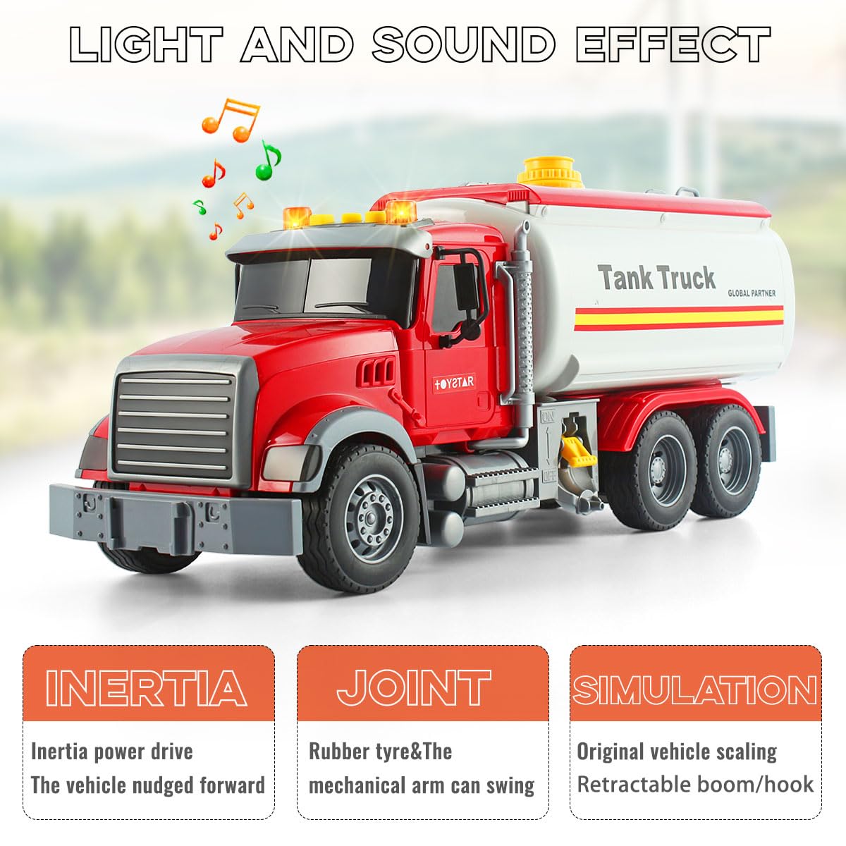 CSDCSD Rescue Fire Fighting Tanker Truck Toy - Water Spray, Lights & Sounds, Plastic, Ages 3-8, Model CSDCSD56