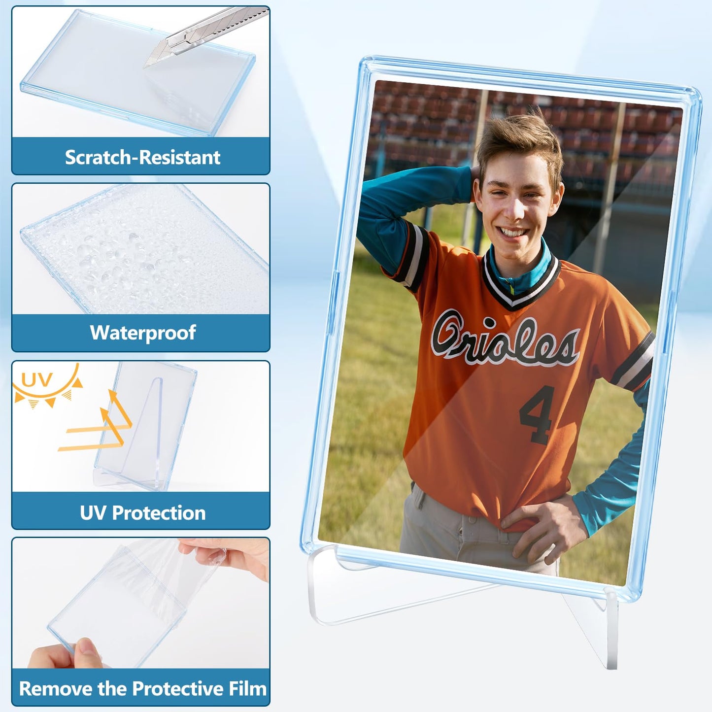 50 Pack Arcylic Card Sleeves Card Protector Cases Fit For Trading Cards Standard Sports Baseball Card Holder Collectibles + 10 P