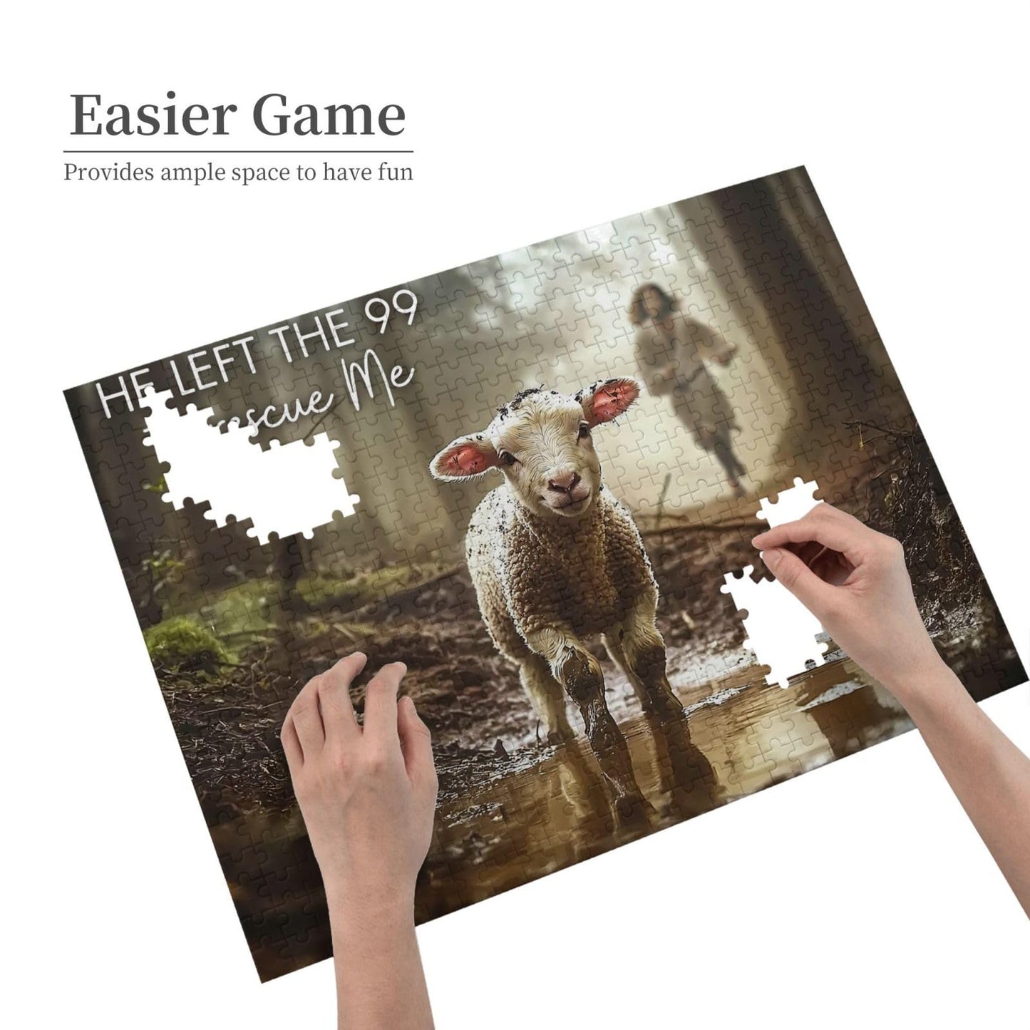 Christian Jigsaw Puzzle for Adults 500 Pieces Vintage Sheep Jesus Religious Puzzles Scripture Bible Inspirational Wooden Puzzle