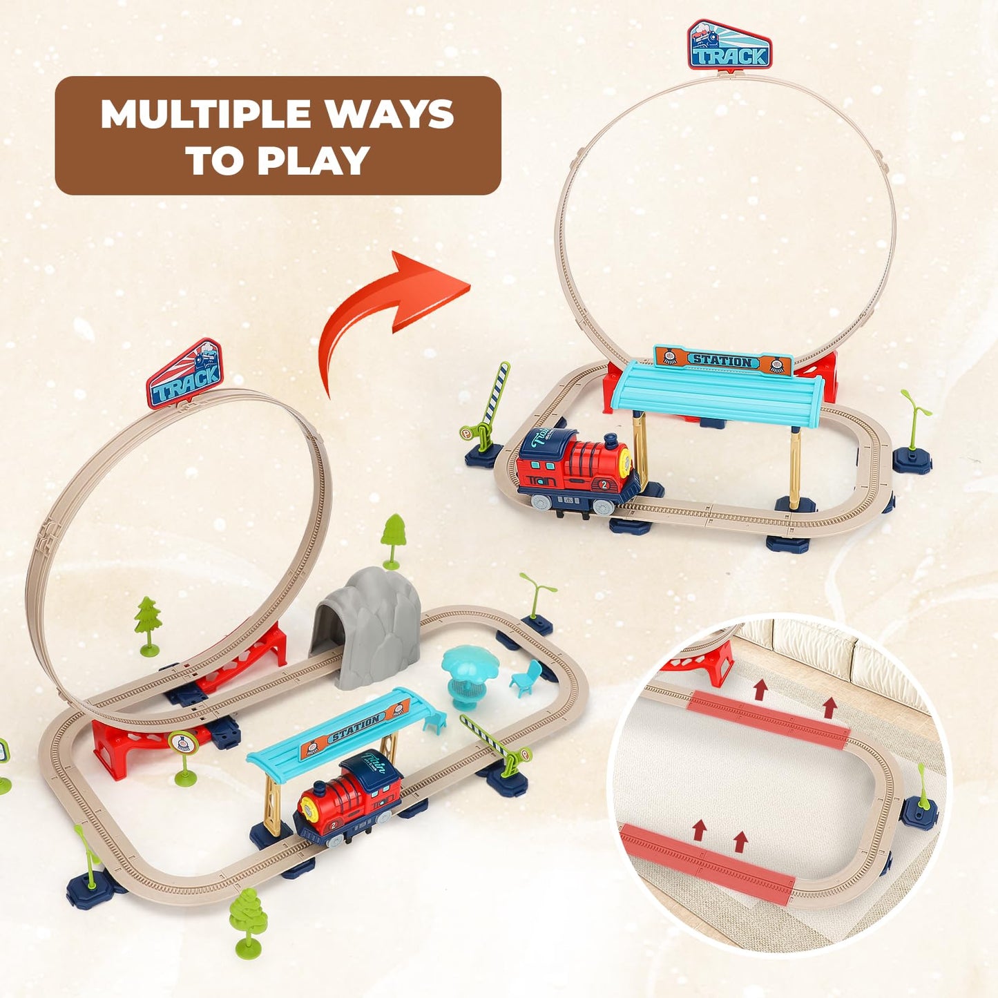 VGY Electric Train Set for Toddlers 2-4, Kids Train Set with Sound, Christmas Loop Train Tracks Toy, Great Gift for Boys and Gir