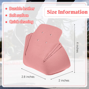 2 Pieces Roller Skate Toe Guards Artificial Leather Toe Guards Protectors For Quad Roller Skate (Pink,Solid Pattern)