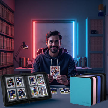 WITHYU Toploader Binder 4 Pocket for 3x4 Rigid Cards Holds 160 Pockets with 8 Toploaders Included Trading Card Binder Album for TCG MTG Sports Collection (Black)