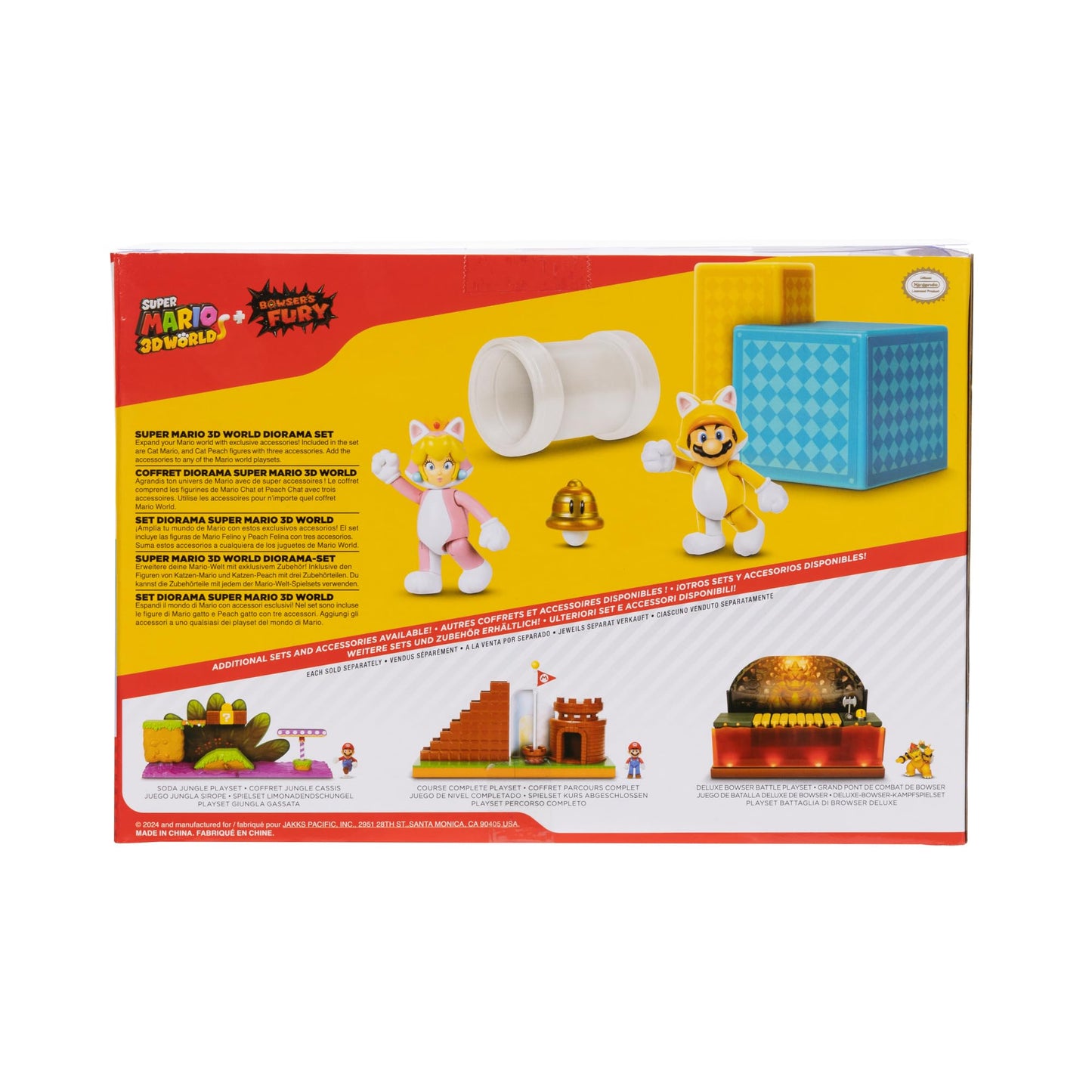Super Mario Nintendo 2.5' Action Figures 3D World Diorama Includes Cat Mario And Cat Peach