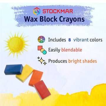 STOCKMAR Beeswax Block Crayons Set of 8 - Non-Toxic Jumbo Crayons, Assorted Colors, Made in Germany
