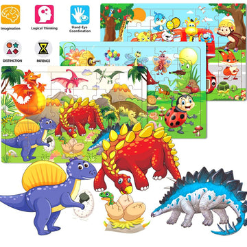Wooden Jigsaw Puzzles For Kids Ages 3-5 Year Old 30 Piece Colorful Wooden Puzzles For Toddler Children Learning Educational Puzzles Toys For Boys And Girls Set For Kids 3 4 5 6 Year Old (6 Puzzles)