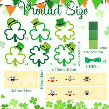 Tinlade 24 Pcs St Patricks Day Crafts Kit Lucky Shamrock Suncatcher Craft Irish Day Window DIY Tissue Paper Suncatcher Decoratio