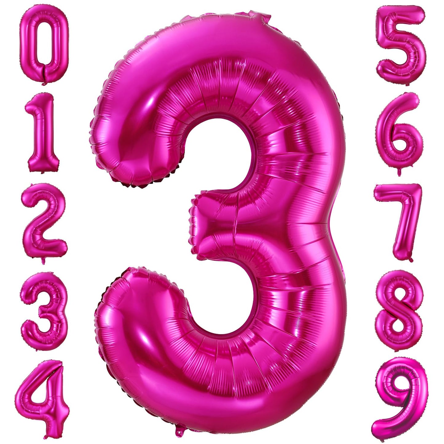 3 Balloon Number Hot Pink 3 Birthday Balloon 40 Inch Foil Mylar Large 3 Balloon Numbers For Birthday Party Anniversary Festival