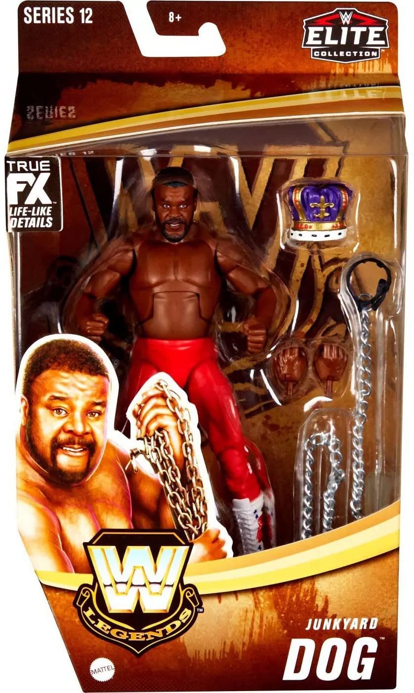 WWE Legends Elite Collection Junkyard Dog Action Figure, Model GWV72, Plastic Material, Collectible Wrestling Toy