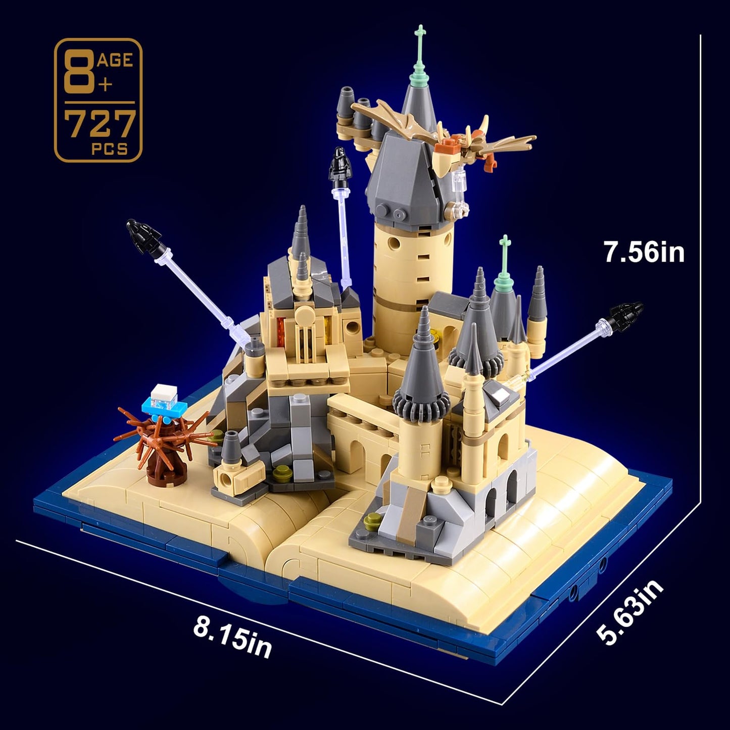 Vziimo Magic Castle Book Building Set, Creative Stem Toys Gifts For Boys Girls 8-14, Collectible Display Castle Kit For Adults Kids Movie Fans (727 Pcs)