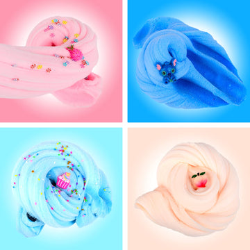 Dahioqhaj 4 Pack Cloud Slime Kit - Soft Scented Slime For Kids Education, Stress Relief, Parties & Birthdays - Perfect Toy Gift For Boys And Girls