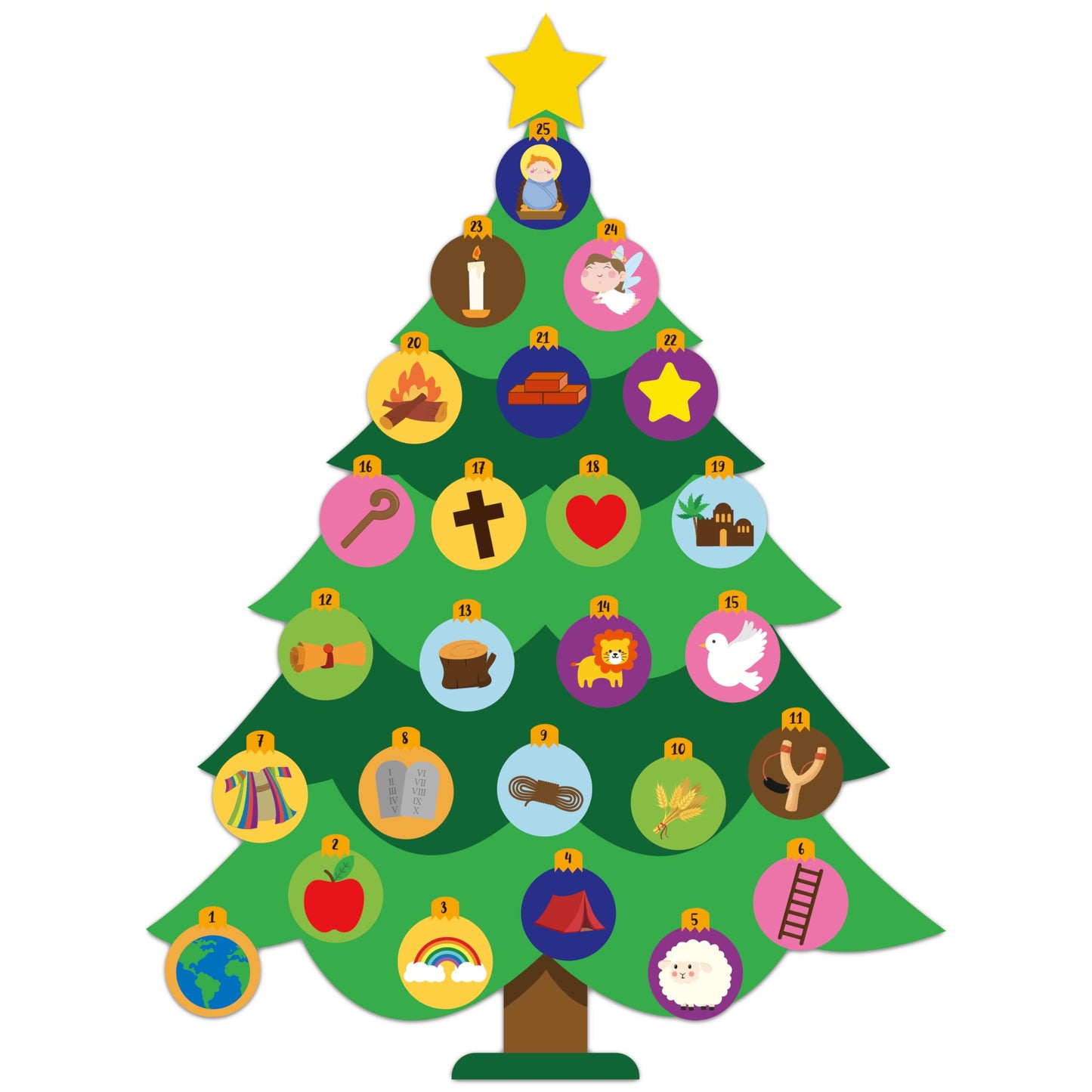 Haooryx Christmas Diy Advent Crafts - 24-Piece Jesse Tree Christmas Diy Advent Calendar Self-Adhesive Sticker Christian Religious Countdown To Calendar Jesse Tree Christian Winter Xmas New Year Gifts