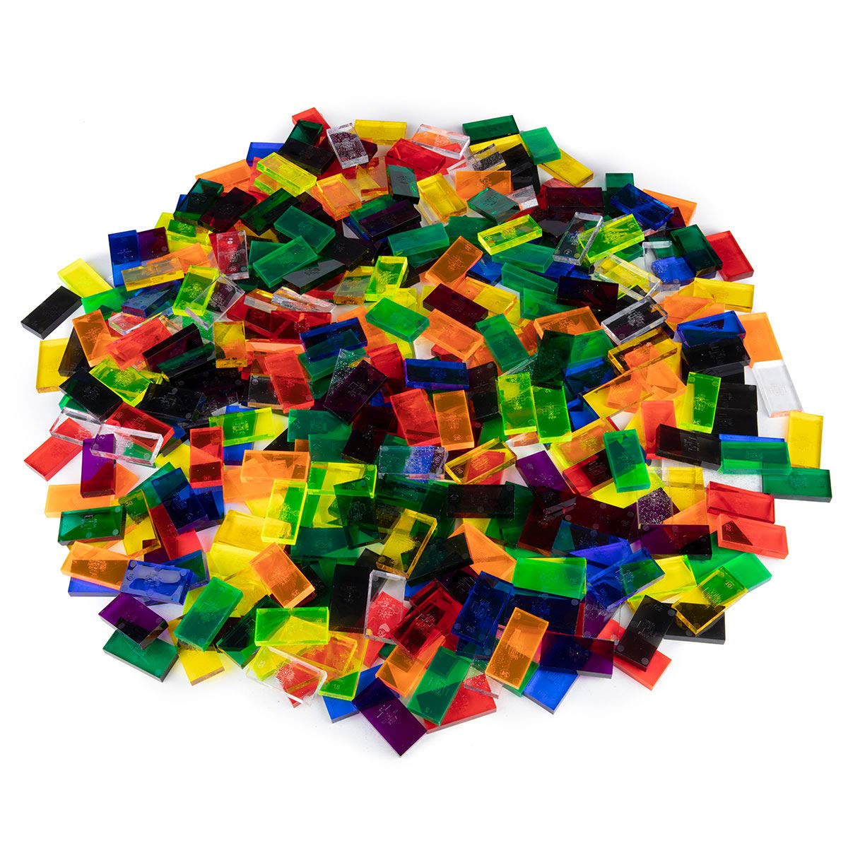 Bulk Dominoes Plastic Bulk 100pcs - Building and Stacking and Chain Reaction Toppling STEAM Toy Blocks for Kids (Clear Mix)