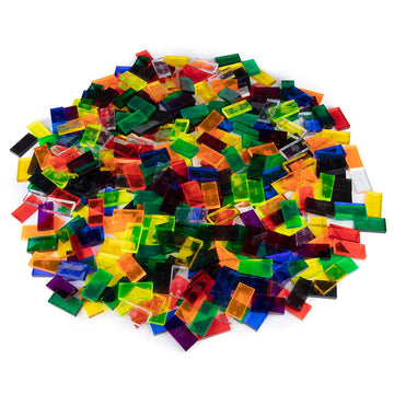 Bulk Dominoes Plastic Bulk 100pcs - Building and Stacking and Chain Reaction Toppling STEAM Toy Blocks for Kids (Clear Mix)