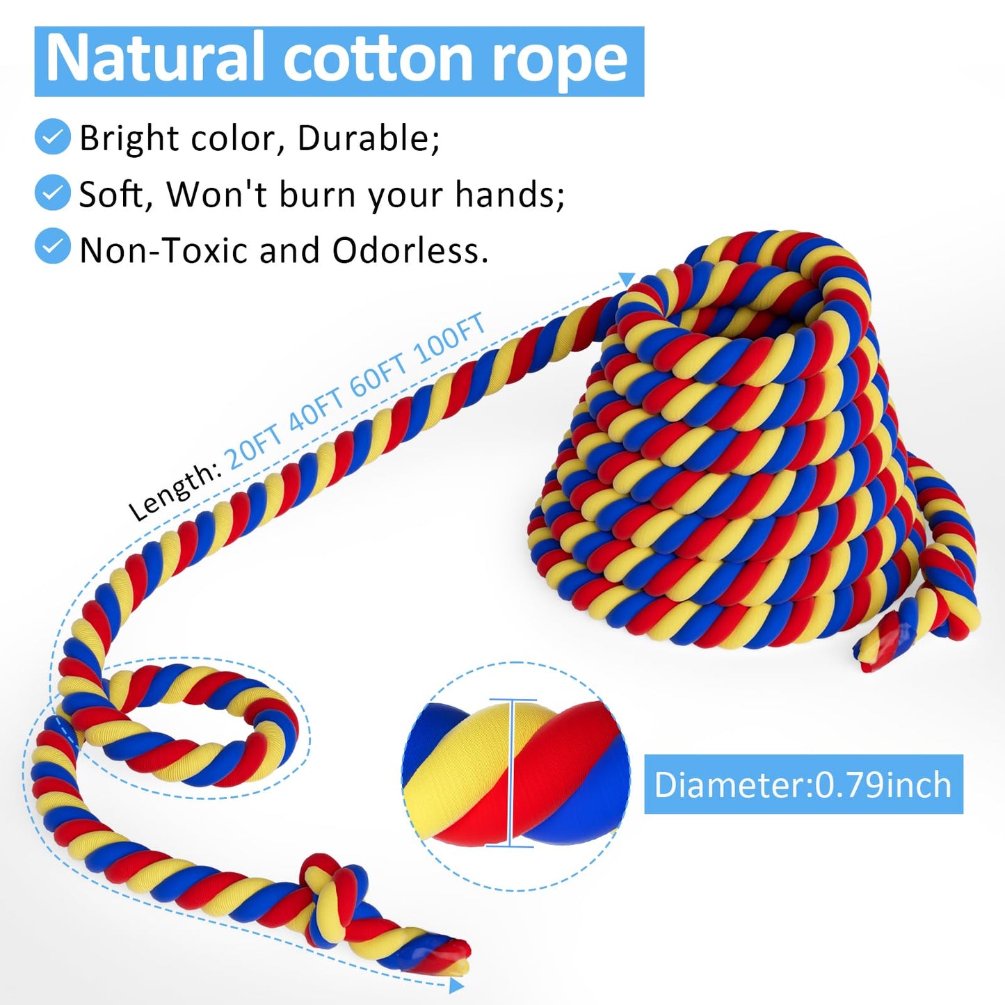 Thadavo Field Day Tug of War Rope for Kids and Adults, Family Reunion Birthday Party Games, Summer Outside Lawn Games, Camping P