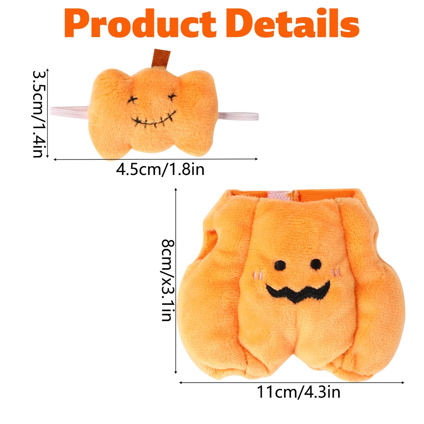 Doll Halloween Outfits, Cute Pumpkin Jumpsuit With Orange Headdress Funny Doll Outfits For Dressing & Displaying