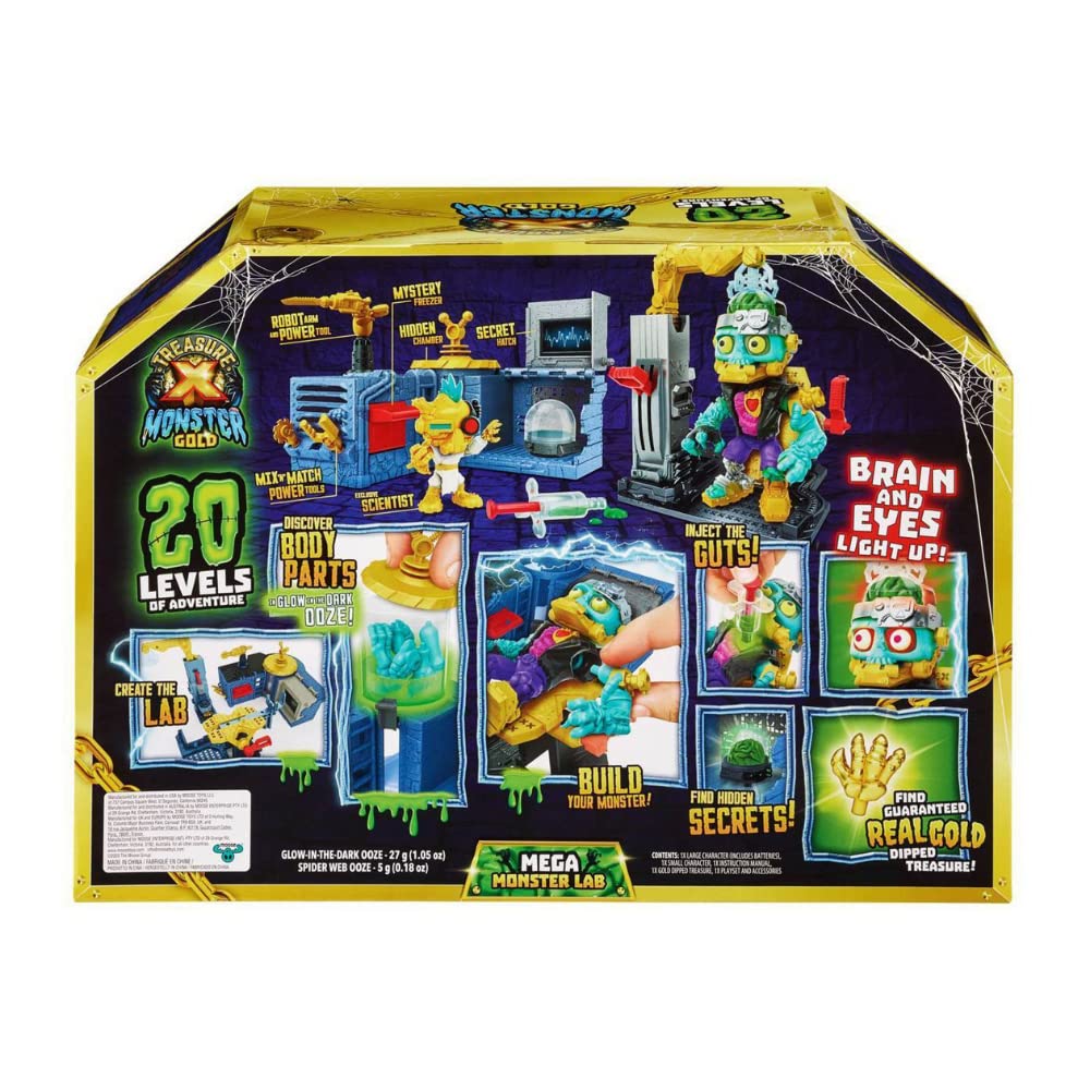 Treasure X Monster Gold Glow In The Dark Mega Monster Lab, 20 Levels Of Adventure, Find Guaranteed Real Gold Dipped Treasure!
