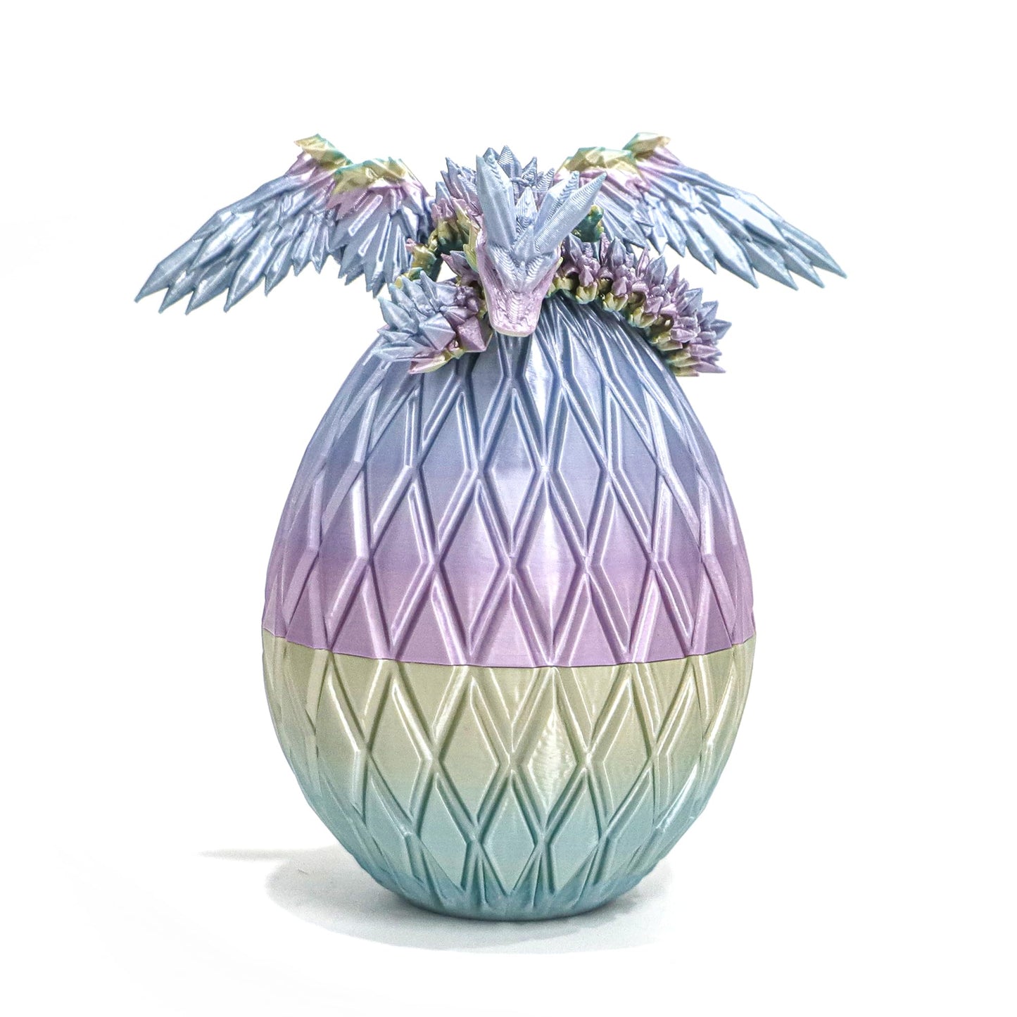 Flavery 3D Printed Flying Dragon Egg - 7'' Winged Dragon In Diamond Easter Eggs, Flexible Crystal Animal Inside, Mystery Dragon