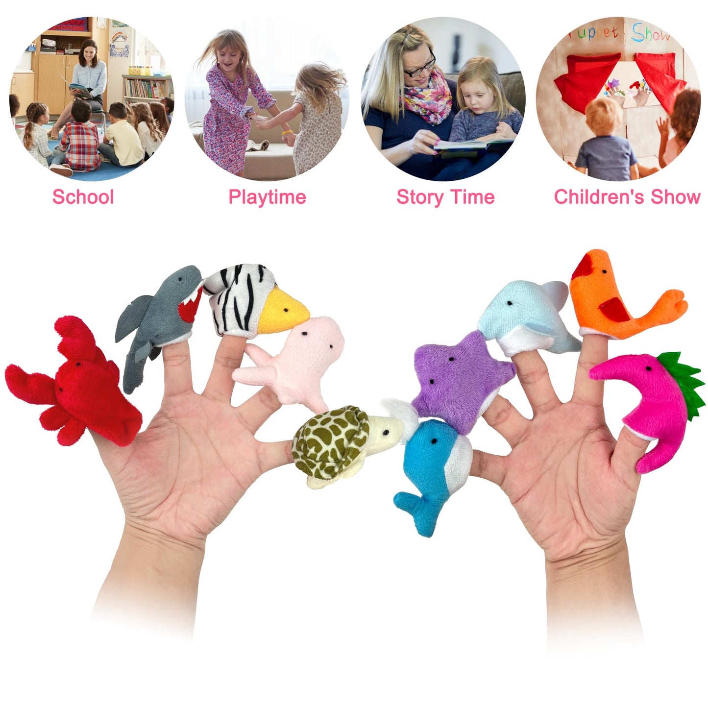 Sealive Plush Animals Finger Puppet Toys - Mini Plush Figures Toy Assortment For Kids, Soft Hands Finger Puppets Game For Autistic Children, Great Family Parents Talking Story Set