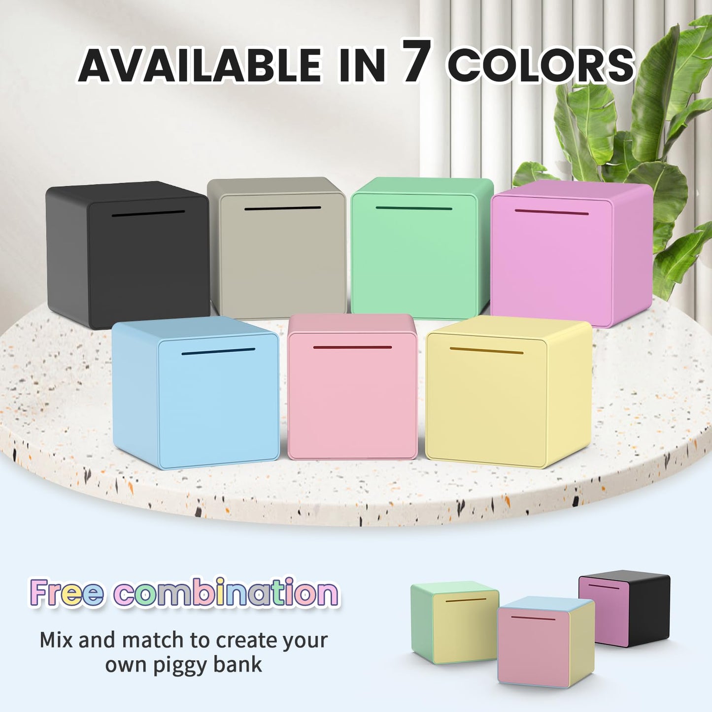 6 Piggy Bank for mature-themeds 2024NEW Must Break to Open mature-themed Piggy Bank for Cash Interactive DIY Assembled Unopenable Money Savings Box (Black)