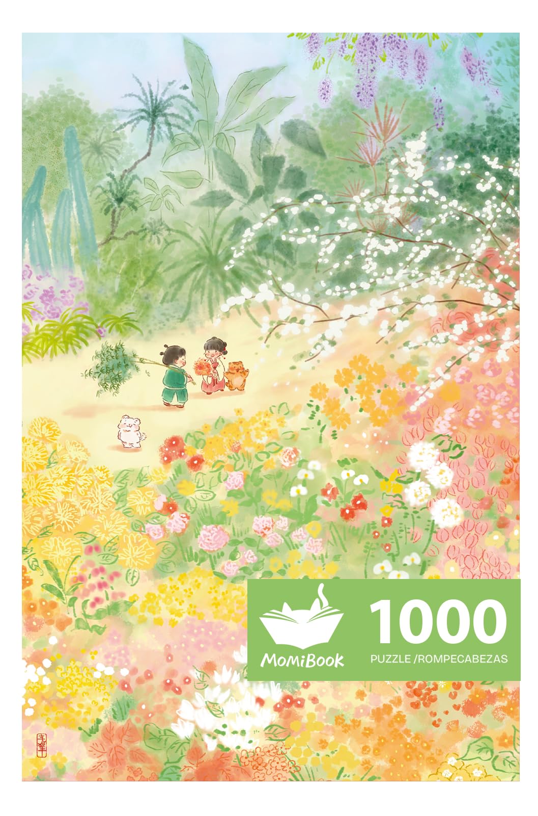 MOMIBOOK Puzzles for Adults 1000 Piece Jigsaw Puzzles of The Fragrance Here, Painting Image Wildflower Difficult Challenging Har