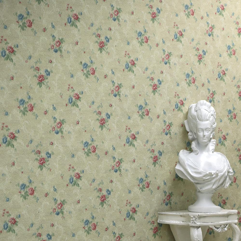 iLAND Originality Dollhouse Wallpaper 39 * 15.7 inch, Dollhouse Accessories on 1:12 Scale or 1:6 Scale (Rose Garden)