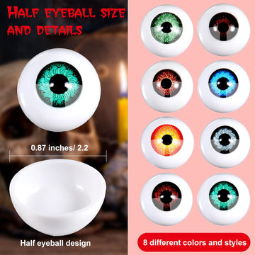 32 Pieces Halloween Eyeballs Plastic Half Eyeballs Spooky Scary Horror Props For Halloween Trick Or Treat Party Cosplay (Cute Co
