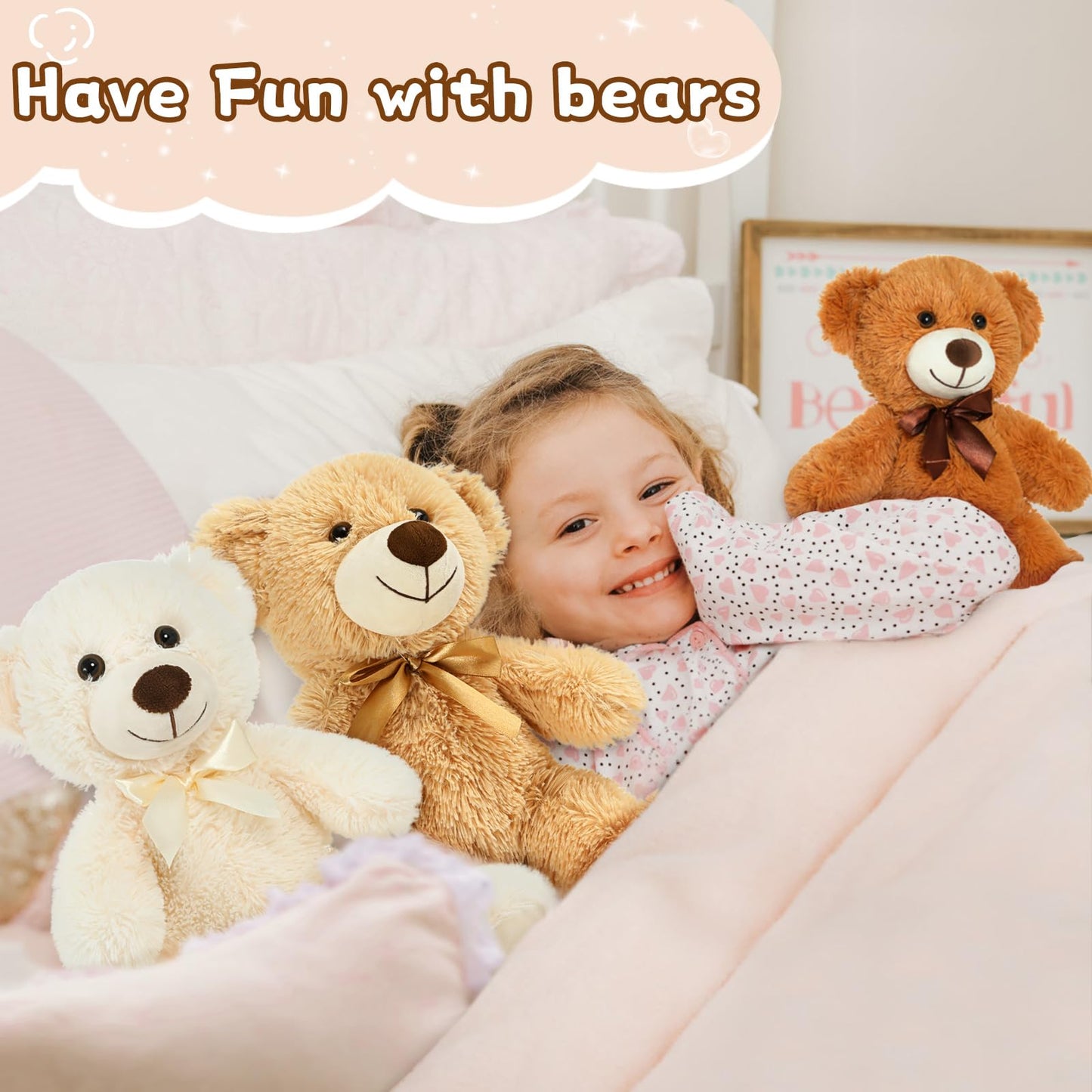 Morismos Teddy Bear Stuffed Animals, 18Inch Bulk Teddy Bears Plush For Kids, Medium Size Bears For Baby Shower, Christmas