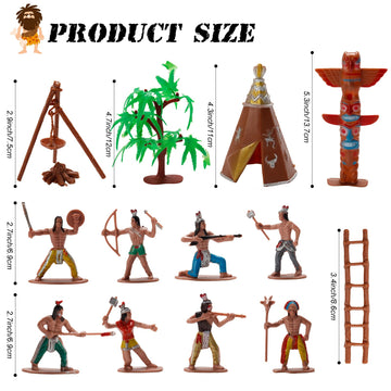X Hot Popcorn 23 Pcs Native American Figurines Indian Figurines Indians Historical Plastic Action Figures For Projects Decoration Birthday Gift