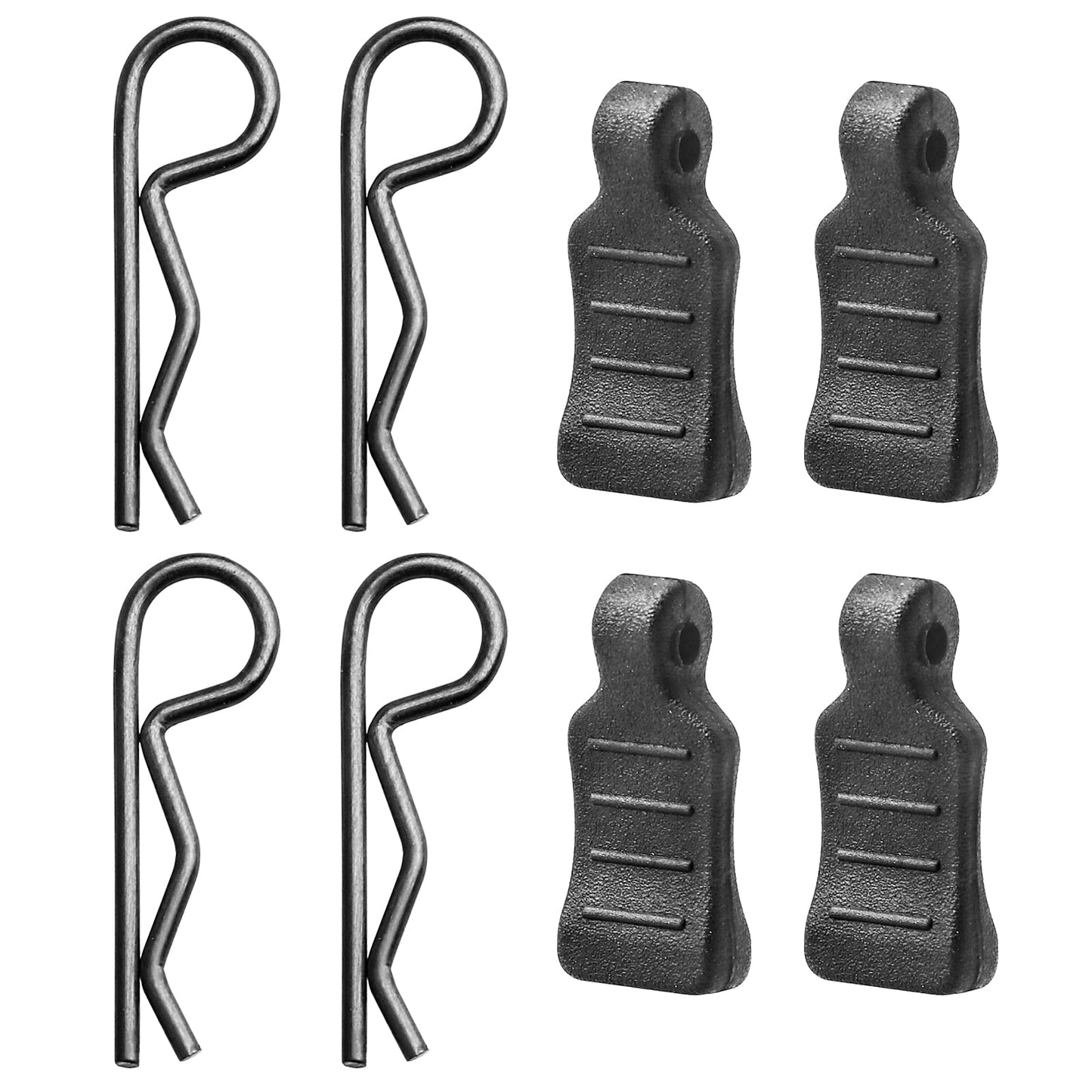 HobbyPark 50pcs Universal 1/16 1/18 SCX24 RC Body Clips with Pull Tabs Black RC Car R Pins Small for Traxxas TRX4M RC Vehicles T