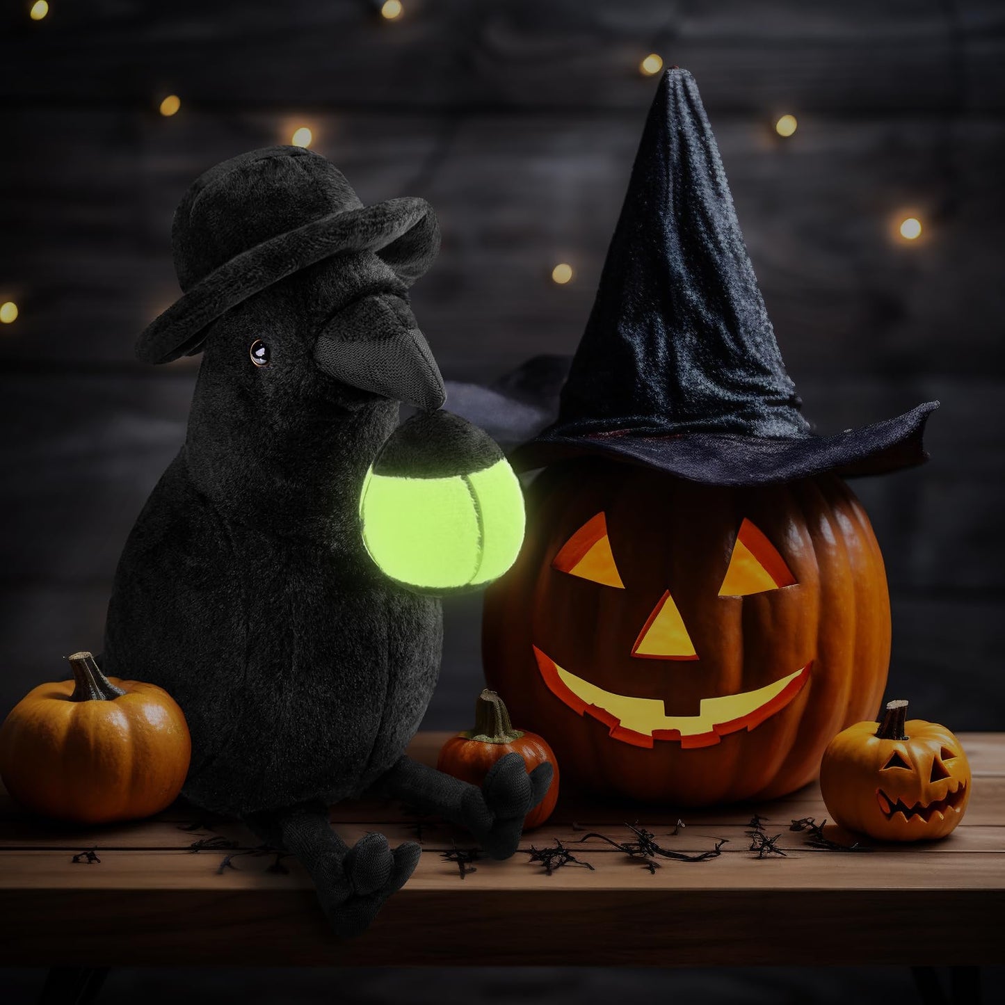 Zhongxin Made Crow Plush Toy - Luminous Crow Stuffed Animals 10In, Cute Crow Bird Raven Animal Dolls, Gift Toys For Kids Birthda