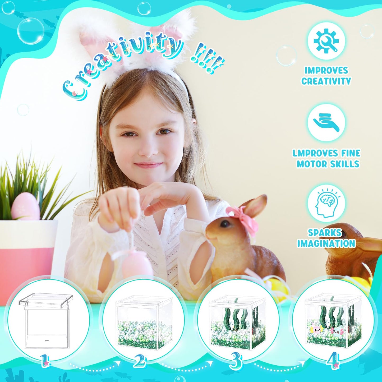 Hydren Axolotl Diy Tank Axolotl Craft Mini Axolotl Figures Axolotl Beads Axolotl Gift Set Axolotl Charms(Aquatic Plant,Dark Gree