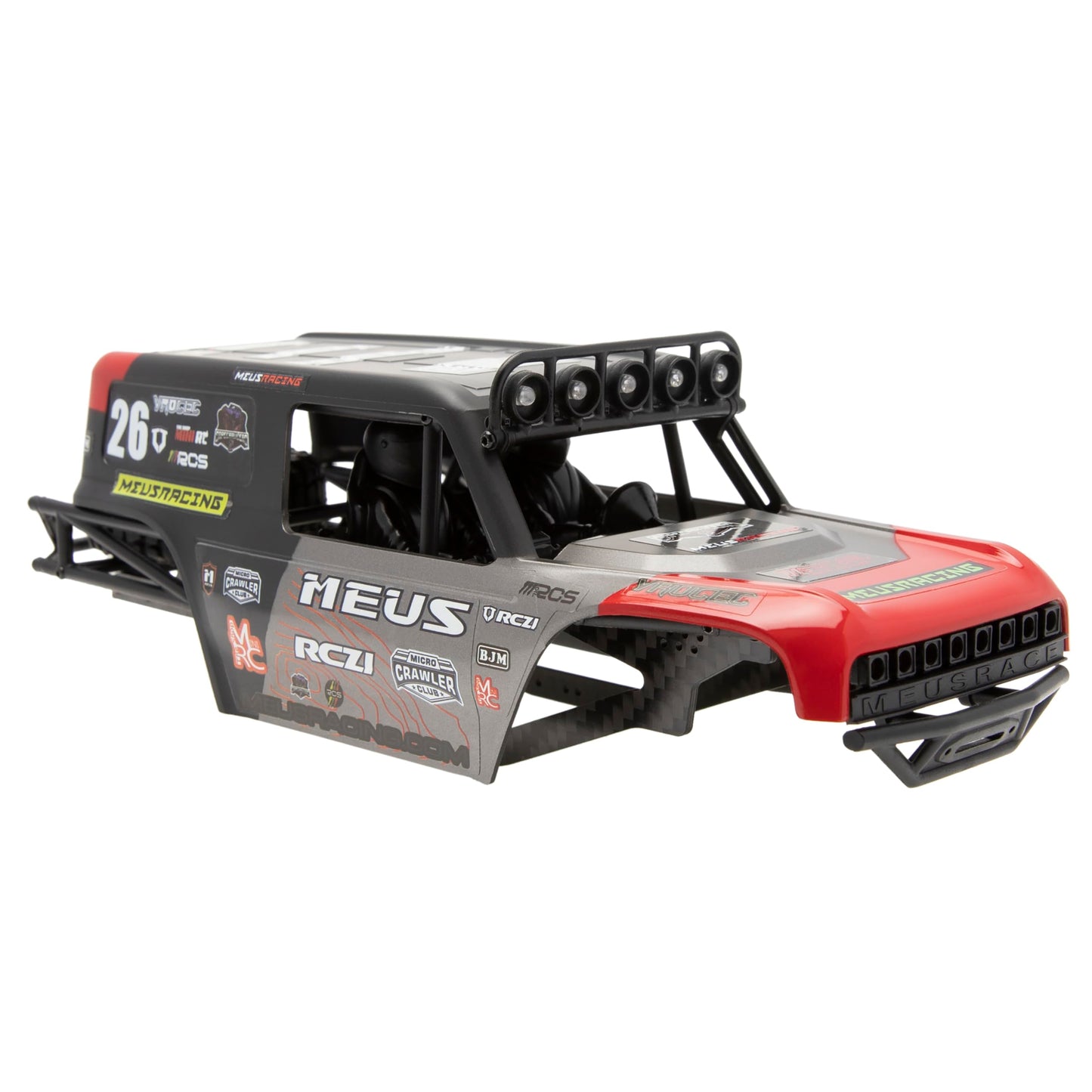 MEUS RACING MB24 SCX24 Body 5.2in 132MM Body Shell ABS+Nylon Carbon Fiber Chassis for 1/24 Axial SCX24 Bronco JLU B-17 C10(Red)