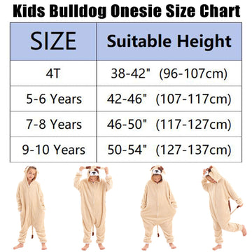 Tyonmujo Animal Onesie Costume For Kids Halloween Costumes For Girls Boys Cosplay Outfit Bulldog 140