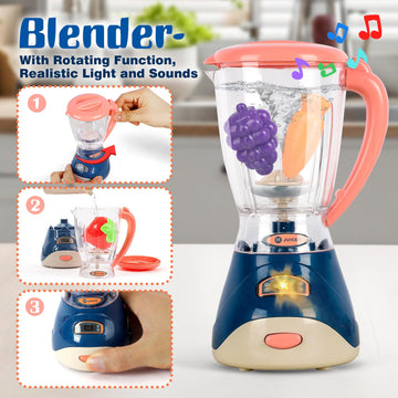 TOY Life Kids Blender Toy, Kids Coffee Maker, Toy Toaster, Toy Kitchen,Play Kitchen Appliances Kids with Light and Sound, Play C