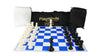 Playminds 18 X 18 Professional Tournament Chess Set With Blue Vinyl Foldable Chess Board Game With Solid Plastic Pieces With