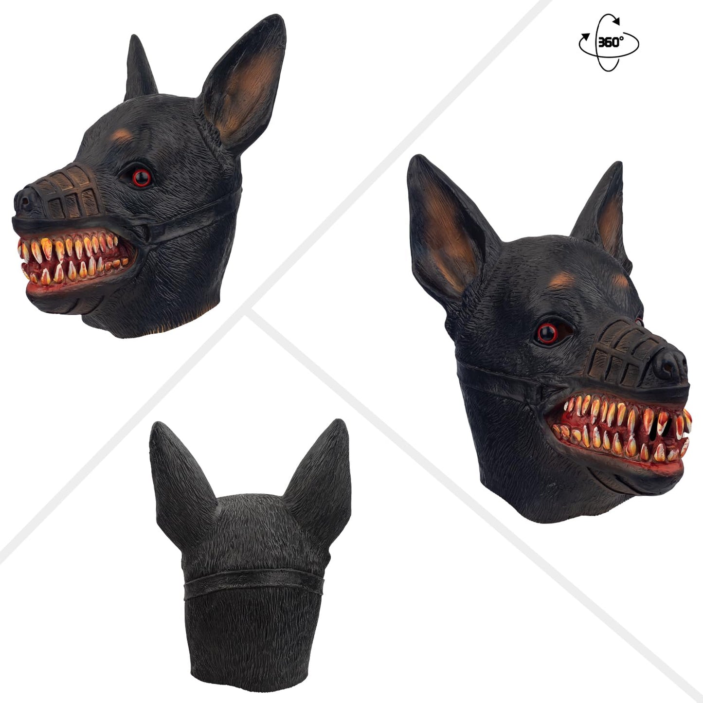 AQKILO Dog Mask Animal Latex Full Head Realistic Masks Fancy Dress for Halloween Carnival Costume Party