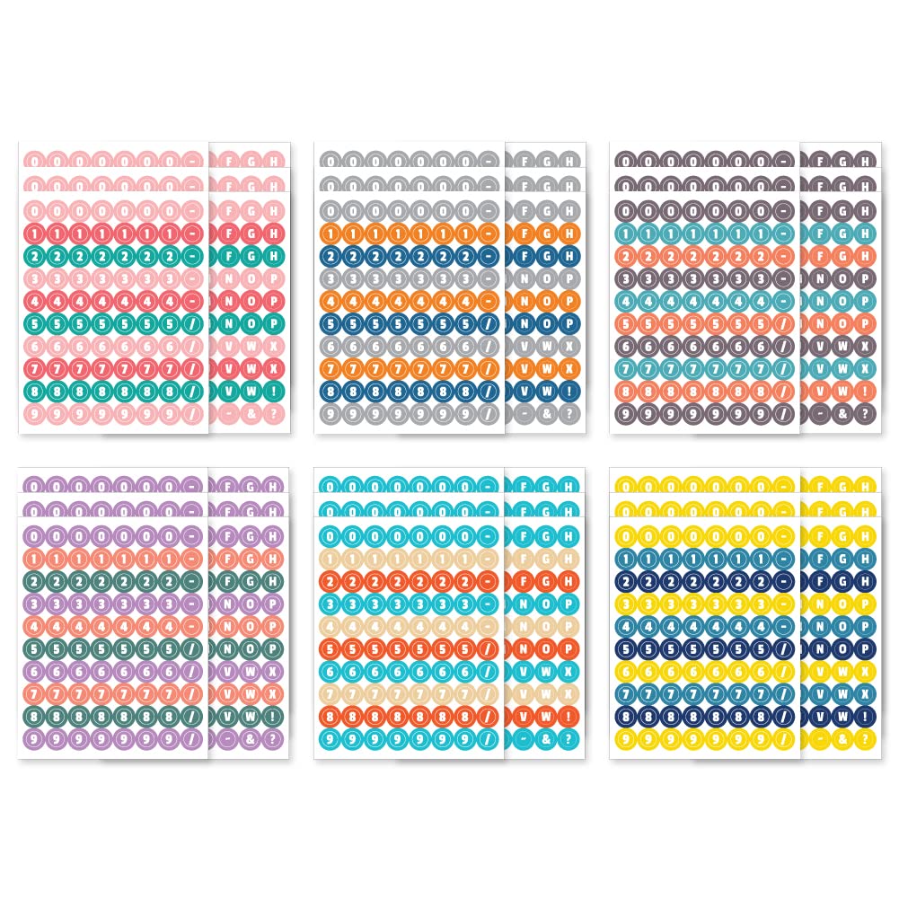 Monolike Retro Candy Alphabet + Number Stickers Set - 12 Design Stickers, 36 Sheets In Total