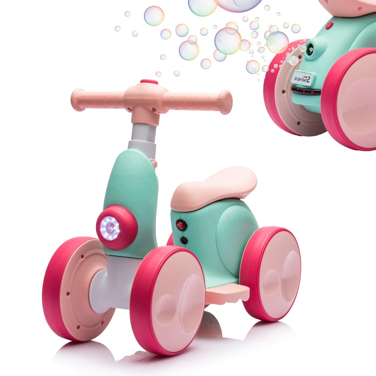 Joyrydz 6V Electric Baby Balance Bike With Bubble Machine,4 In 1 Toddler Balance Bike W/Remote For 1 Year Old Boys Girls Kids Bu