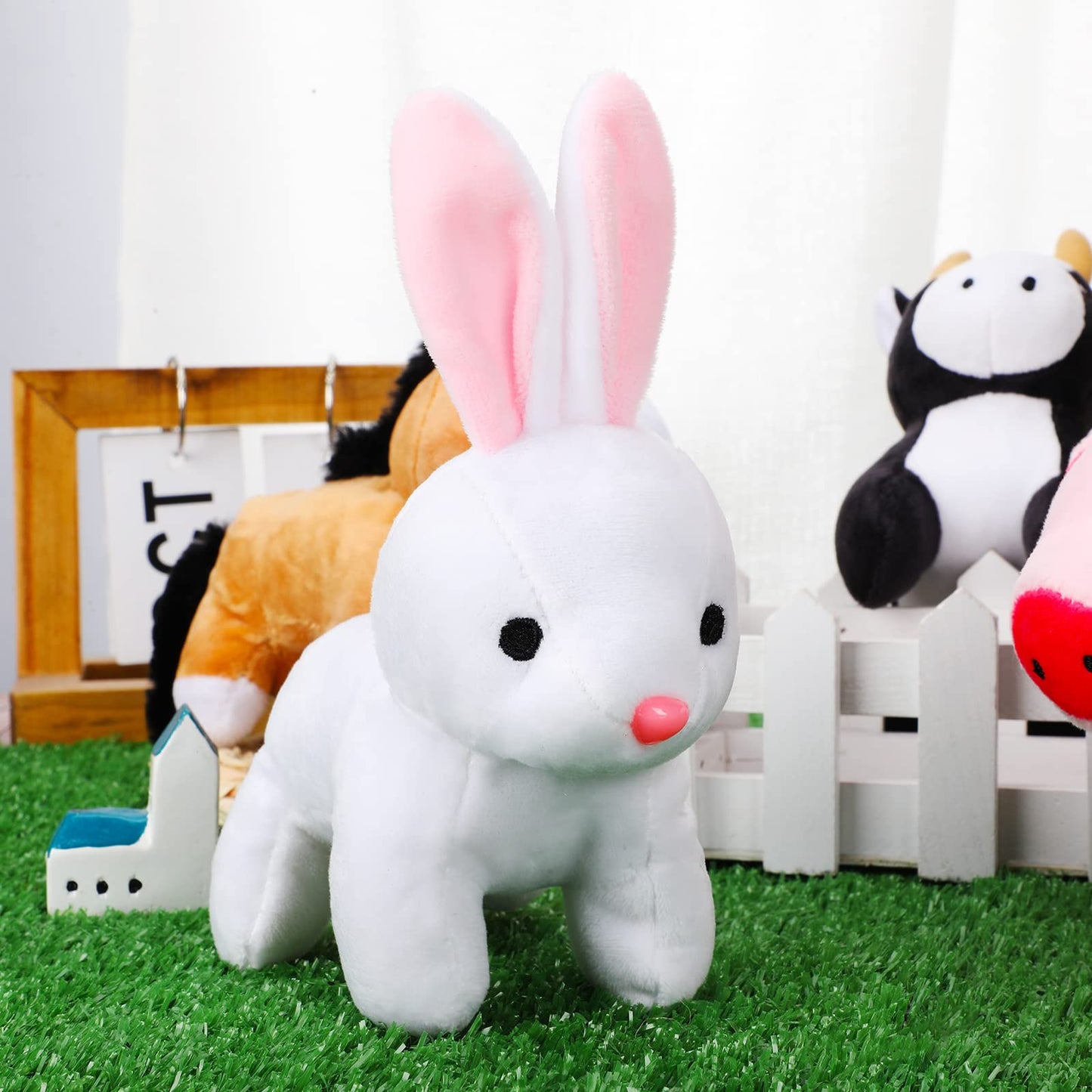 Kasyat 6 Pieces Mini Plush Furry Farm Animal Toys Soft Horse Pig Cattle Rabbit Dog Sheep Doll Stuffed Plush Farm Animals For Christmas Stocking Stuffers Birthday Party Decoration(Animals)