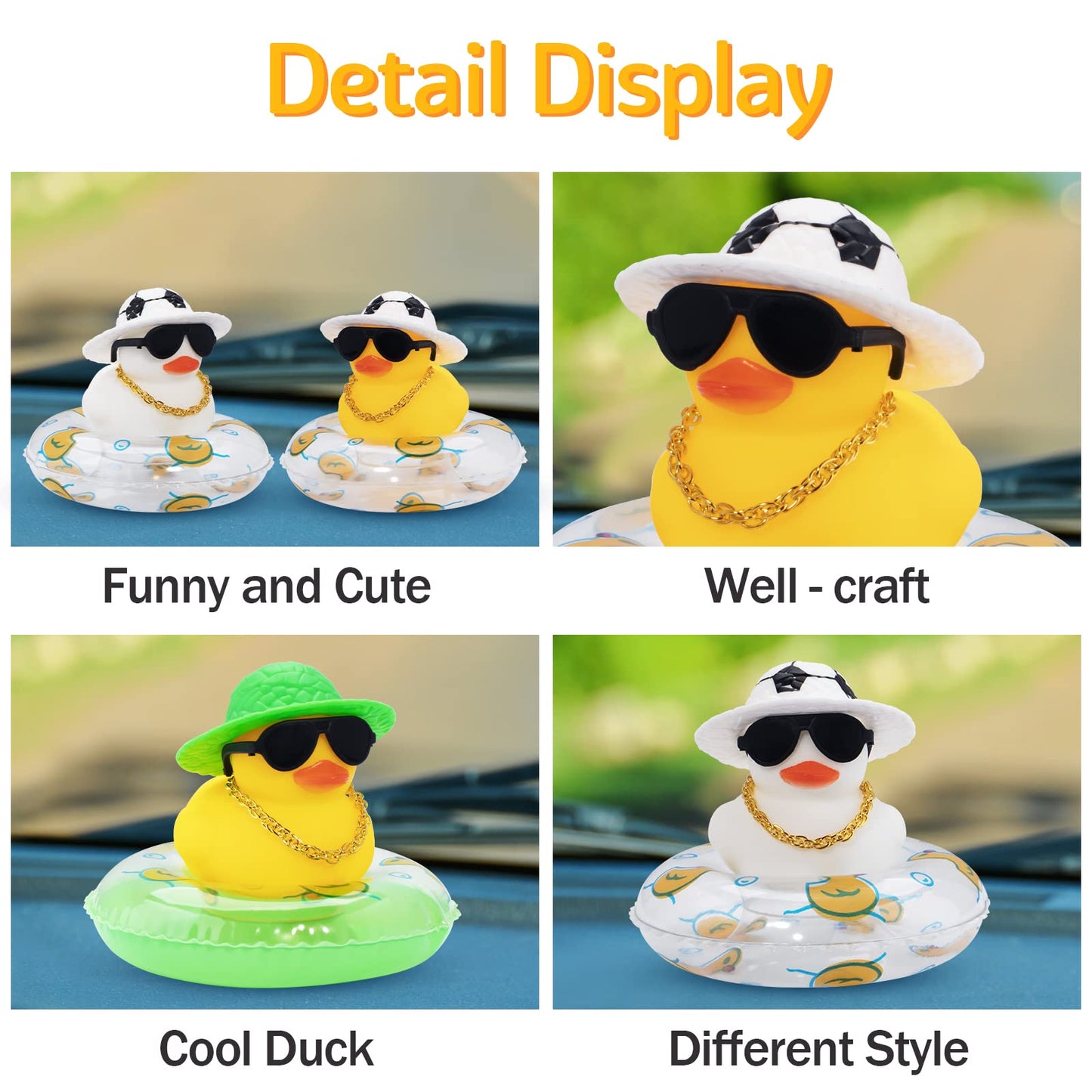 Wonuu Car Accessories Rubber Ducks Dashboard Decorations Rubber Duck Pink Accessories Dashboard Duck Car Decorations Car Ducks For Dashboard Car Duck Car Dashboard Decorations, Football Hat&White
