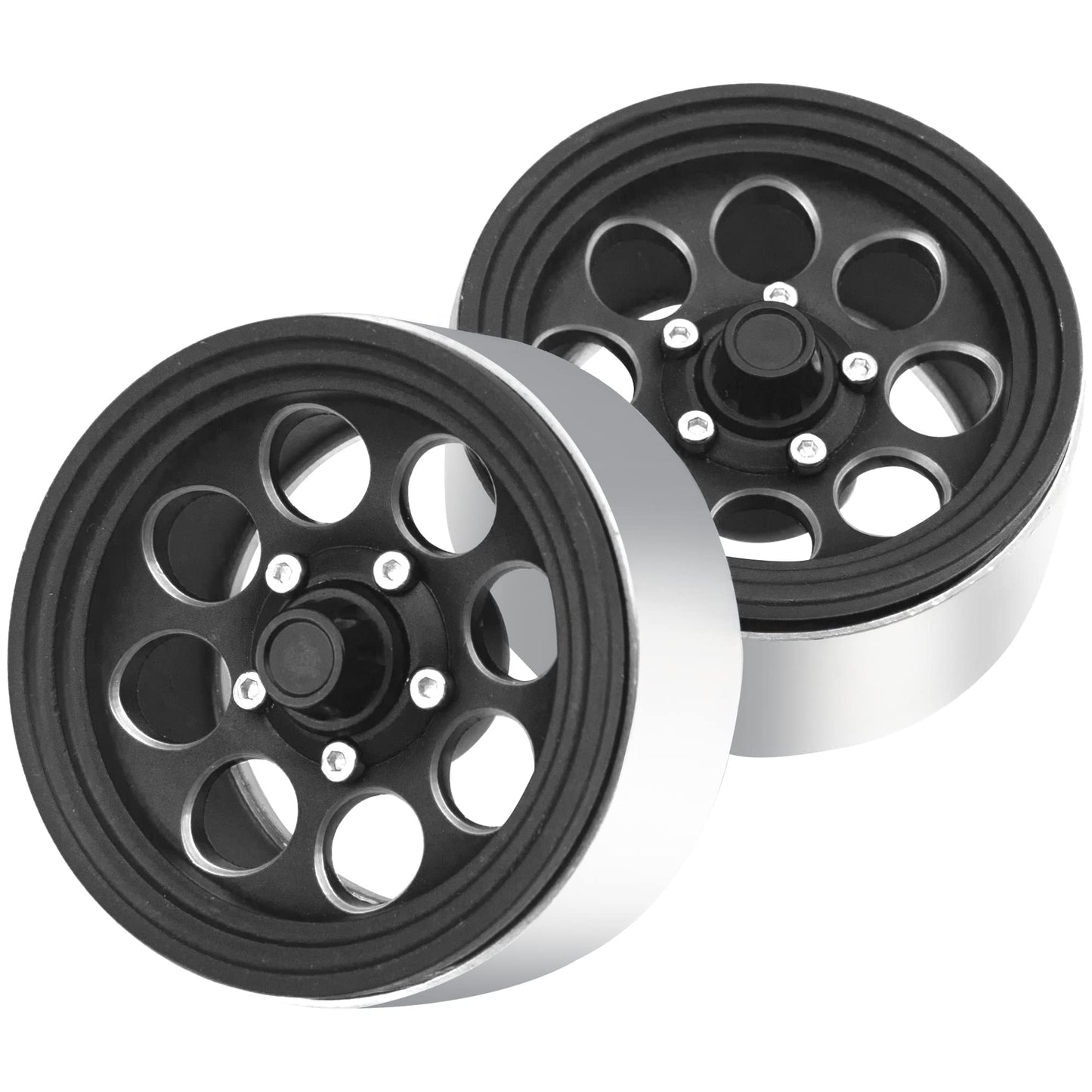 4Pack HIRCQOO Metal 1.9 inch Beadlock Wheel Rim 4pcs Wheel Hub Fit 1.9 Tires Compatible with Axial SCX10 90046 AXI03007 Redcat G