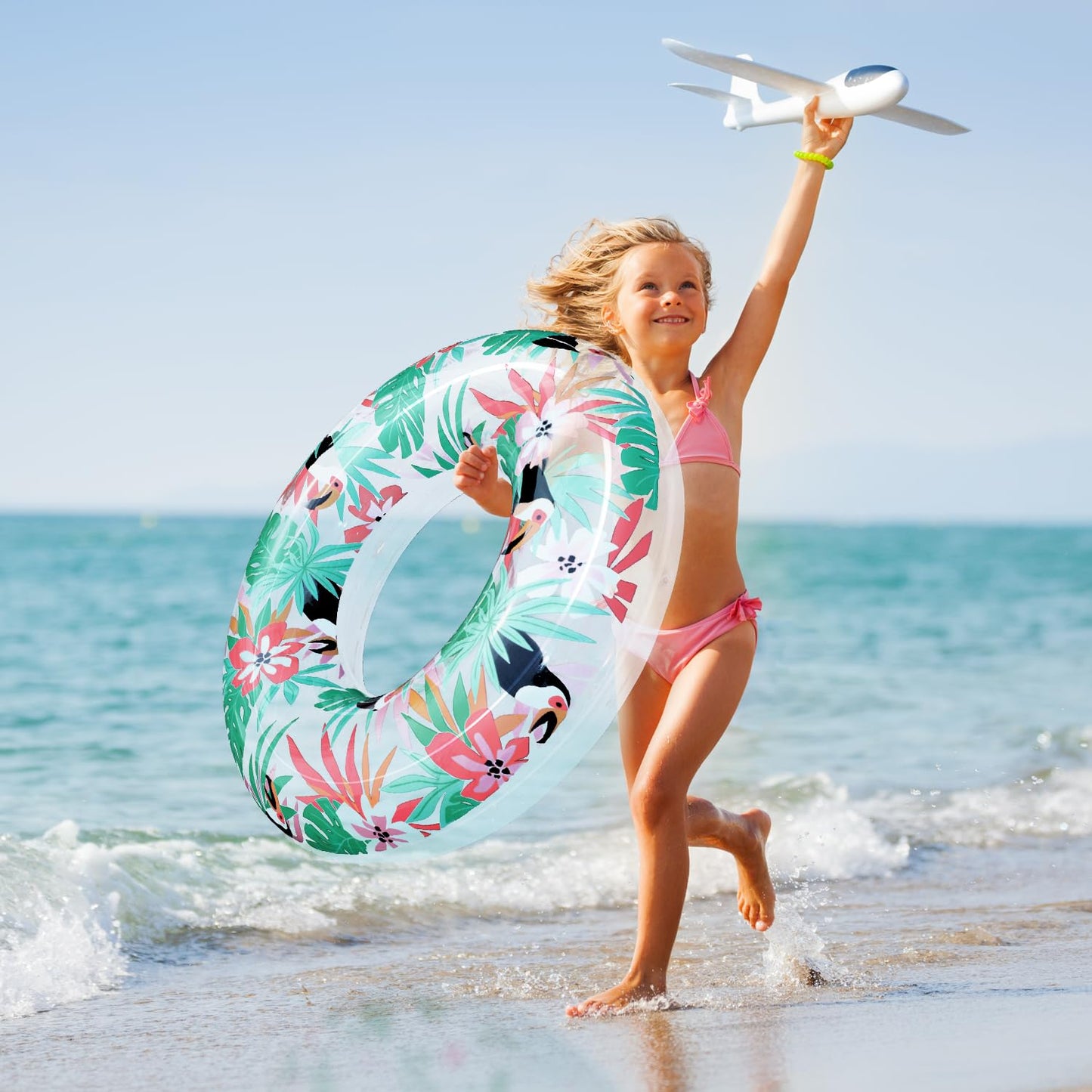 Polita Pool Tubes For Adults, Pool Floats Tube With Printed, Summer Beach Party Pool Inner Tubes For Adults Kids (3Pcs)