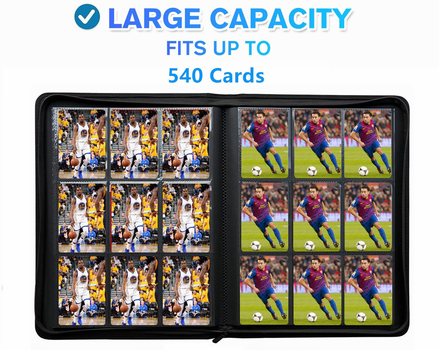 enhanced 9-Pocket Zippered Trading Card Binder 540 Pockets Double-Sided Side-Loading Card Organizer Album PU Leather Card Holder Protector for MTG TCG Sports Cards Yellow