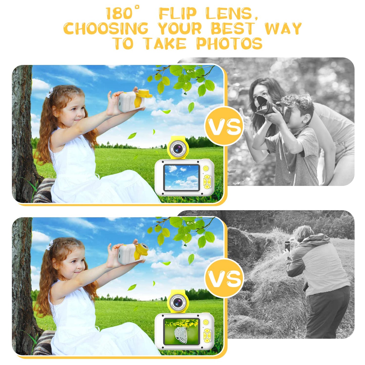 Kid Camera,Arnssien Camera For Kid With 2.4In Ips Screen,Kids Selfie Digital Camera With 180° Flip-Up Lens,Toddler Camera Toy With Games,Ideal Christmas/Birthday Gift Toy For 3-12 Year Old Girl Boy