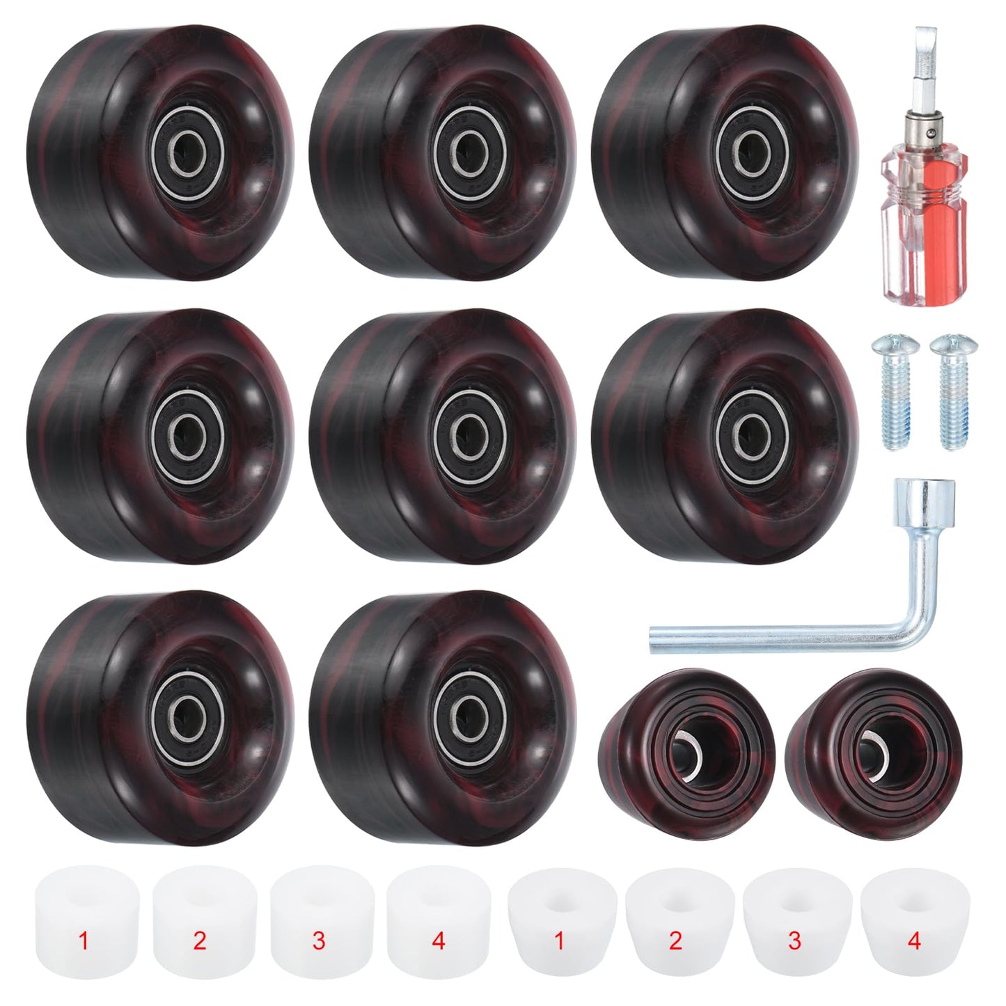 Patikil 8 Pack Roller Skate Wheels Outdoor 58Mmx32Mm Quad Roller Skate Wheels With Abec-9 Bearing, 82A Pu Roller Wheels & 2 Toe